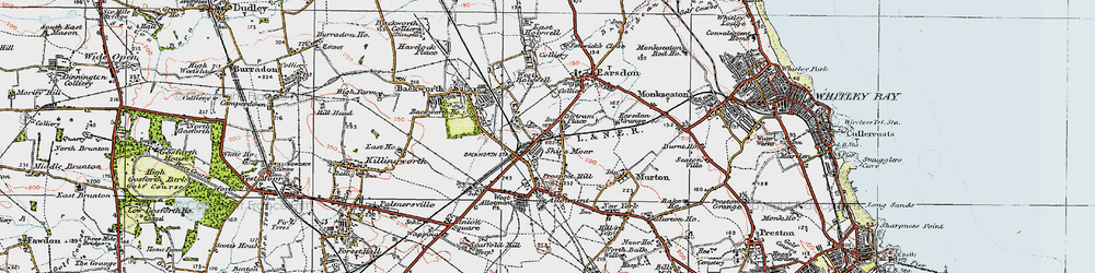 Old map of Shiremoor in 1925