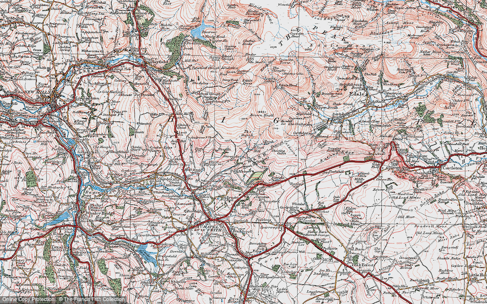 Old Map of Historic Map covering Toot Hill in 1923