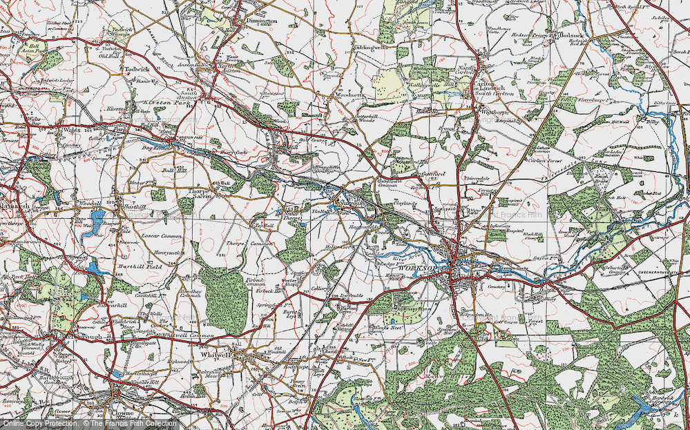 Old Map of Shireoaks, 1923 in 1923