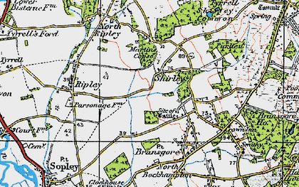 Old map of Shirley in 1919