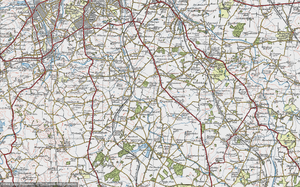 Old Map of Historic Map covering Bill's Wood in 1921