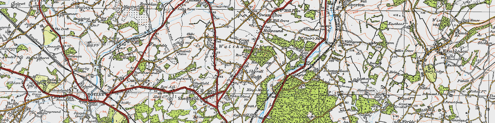 Old map of Shirrell Heath in 1919