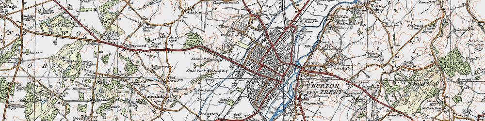 Old map of Shobnall in 1921