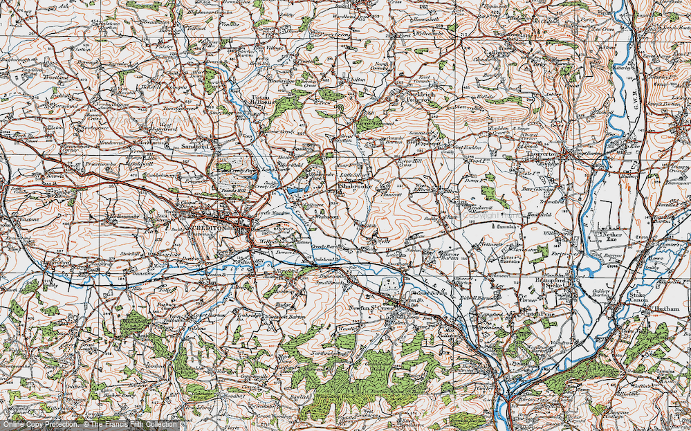 Old Map of Shobrooke, 1919 in 1919