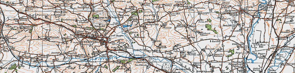 Old map of Shobrooke in 1919