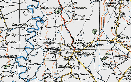 Old map of Shocklach in 1921