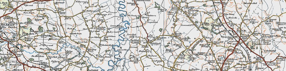 Old map of Shocklach in 1921