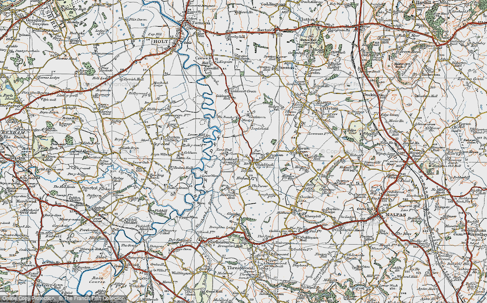 Old Map of Shocklach Green, 1921 in 1921