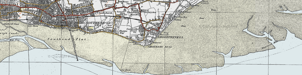 Old map of Shoeburyness in 1921