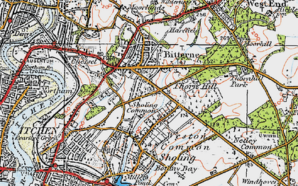 Old map of Sholing Common in 1919