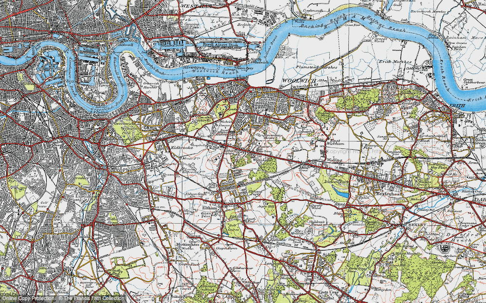 Old Map of Shooters Hill, 1920 in 1920