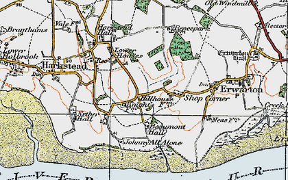 Old map of Shop Corner in 1921