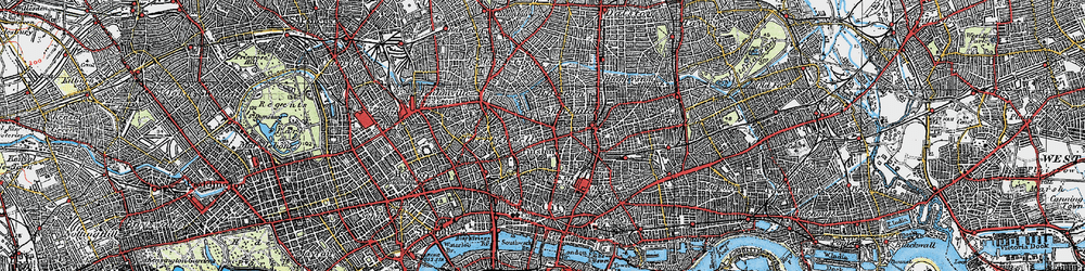 Old map of Shoreditch in 1920