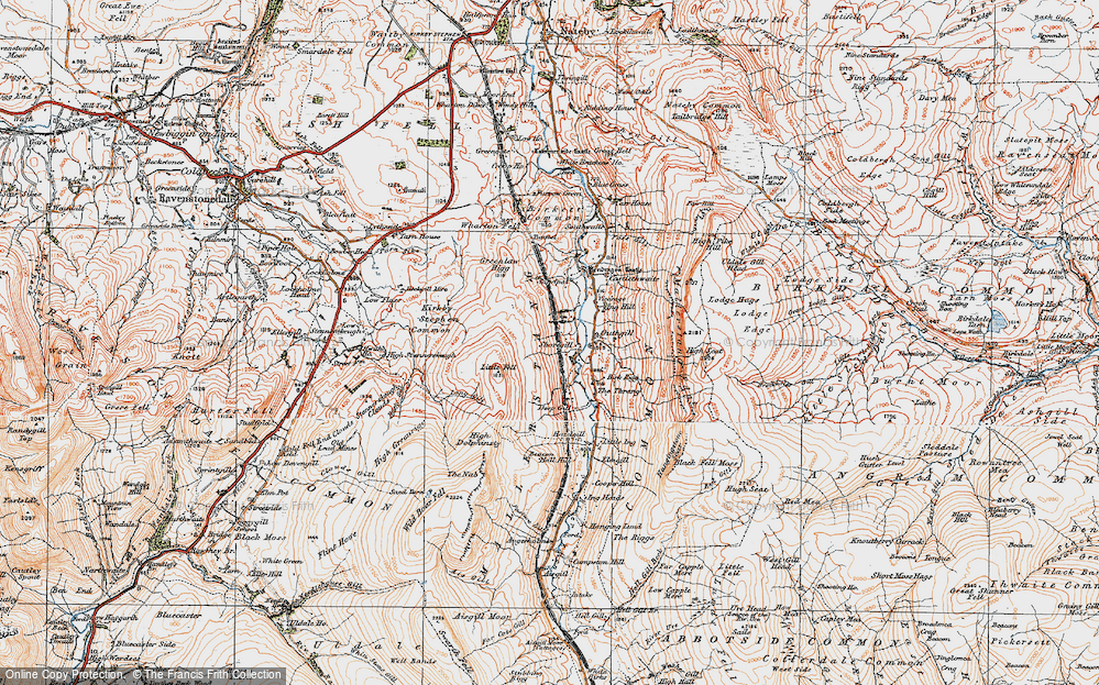 Old Map of Historic Map covering Wharton Fell in 1925