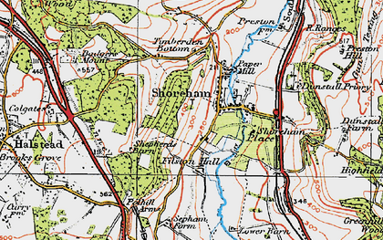 Old map of Shoreham in 1920