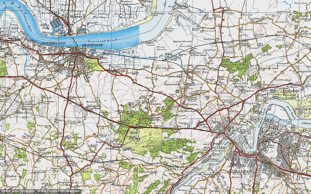 Old Map of Shorne, 1920 in 1920