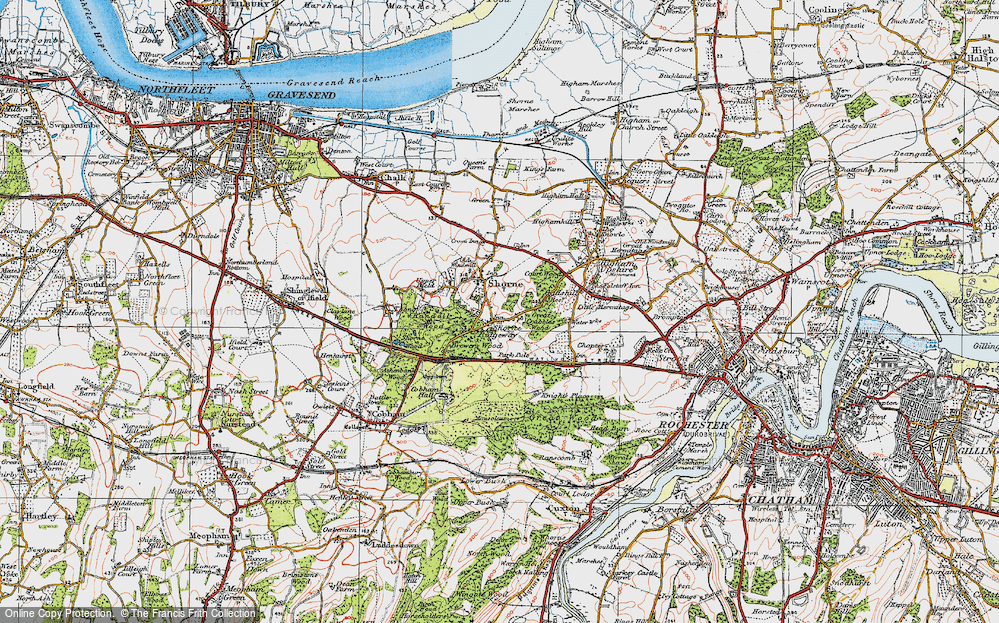 Old Map of Shorne Ridgeway, 1920 in 1920