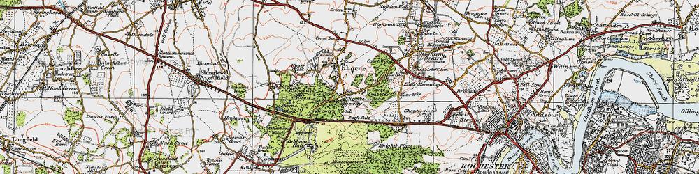 Old map of Shorne Ridgeway in 1920