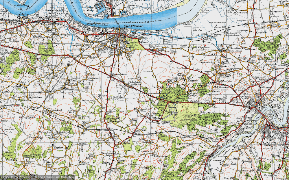 Old Map of Shorne West, 1920 in 1920