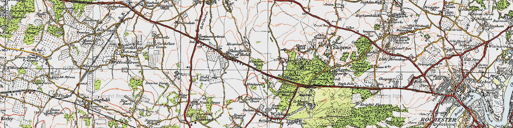 Old map of Shorne West in 1920