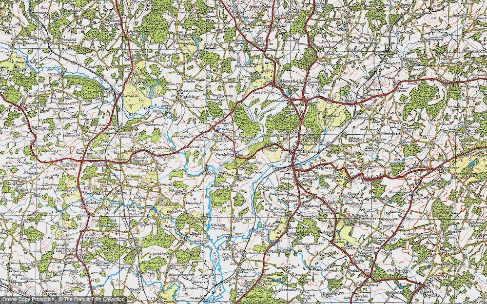 Old Map of Historic Map covering Buckham Hill in 1920