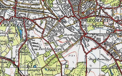 Old map of Shortlands in 1920