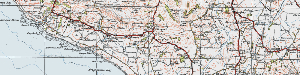 Old map of Shorwell in 1919