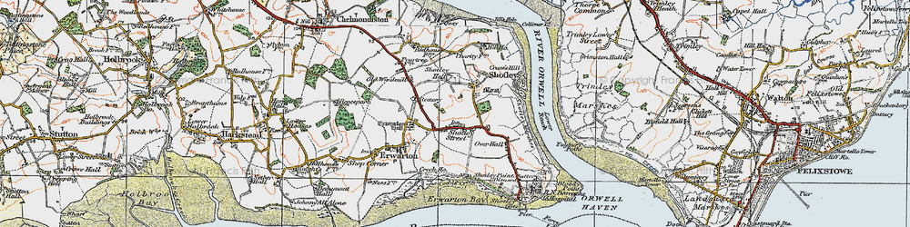 Old map of Shotley in 1921