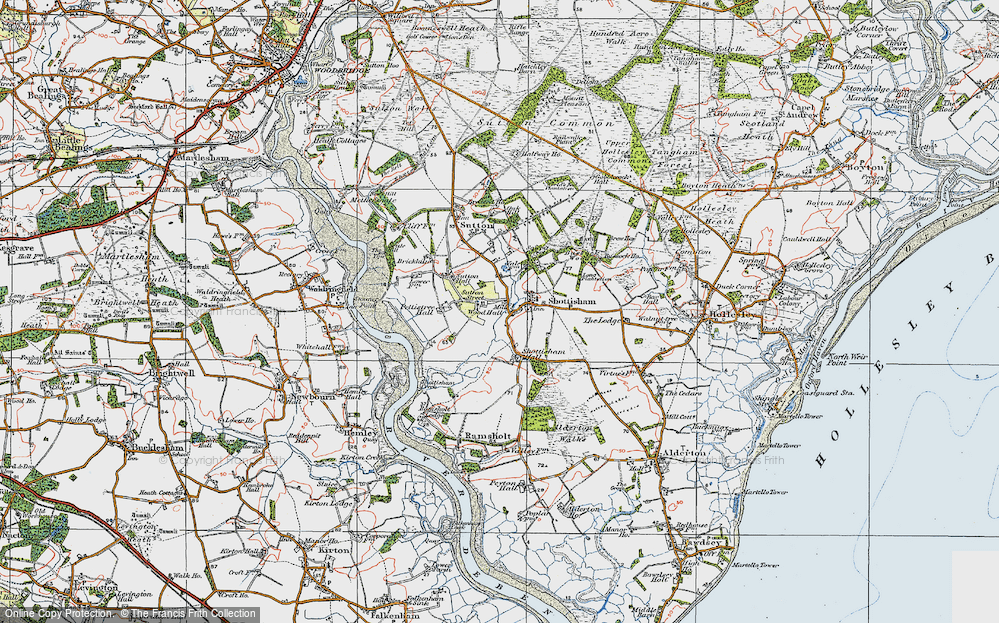 Old Map of Shottisham, 1921 in 1921