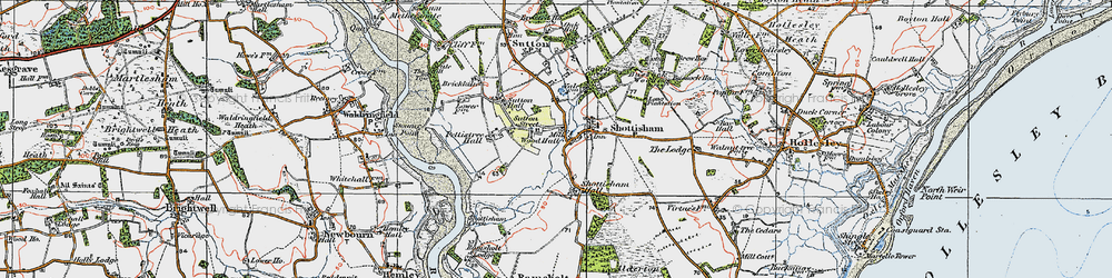 Old map of Shottisham in 1921