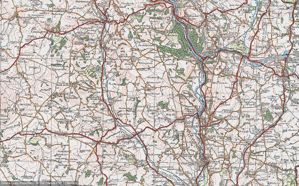 Old Map of Shottle, 1921 in 1921