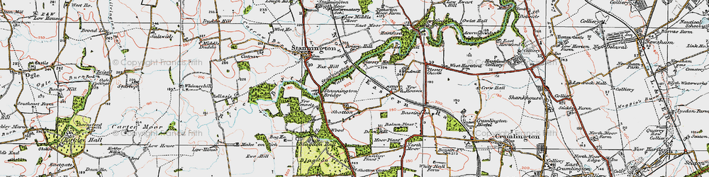 Old map of Shotton in 1925