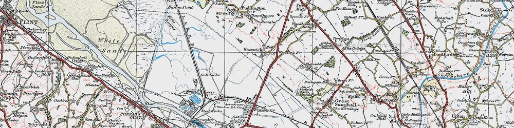 Old map of Shotwick in 1924