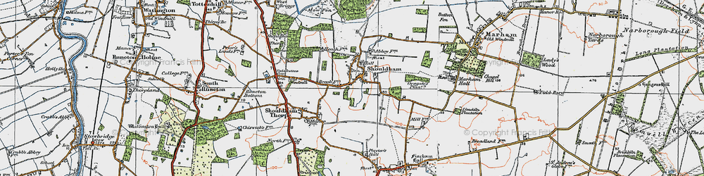 Old map of Shouldham in 1922