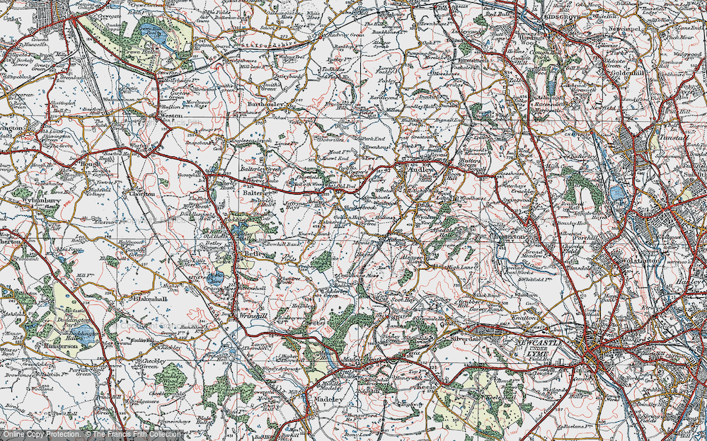 Old Map of Shraleybrook, 1921 in 1921