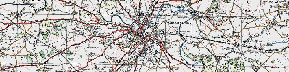Old map of Shrewsbury in 1921