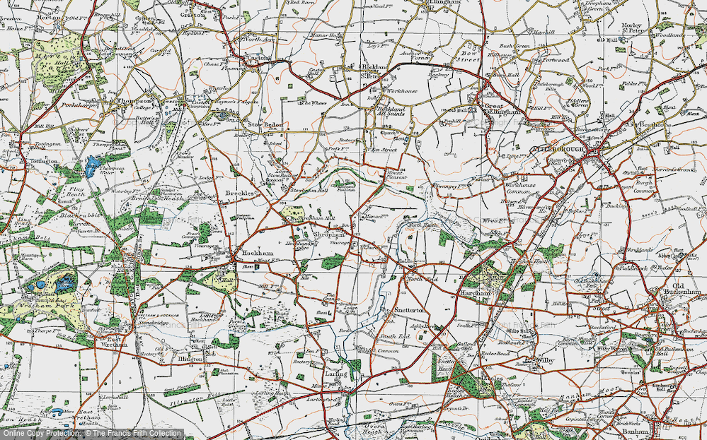 Old Map of Shropham, 1920 in 1920