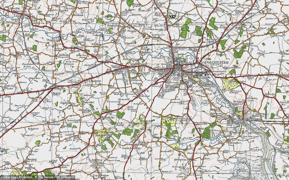 Old Map of Shrub End, 1921 in 1921