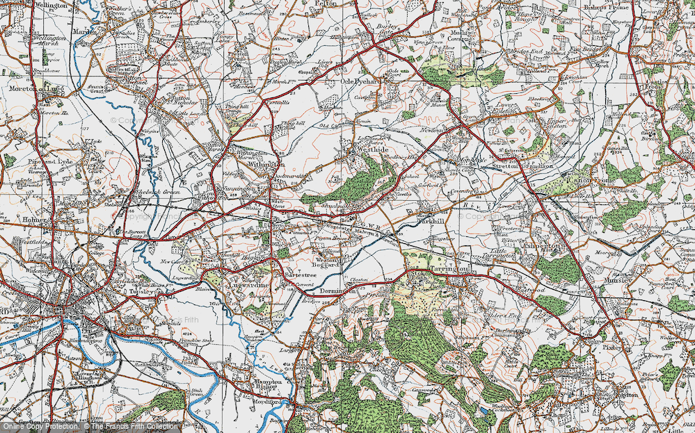 Old Map of Shucknall, 1920 in 1920