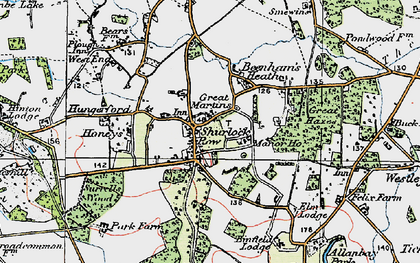 Old map of Shurlock Row in 1919