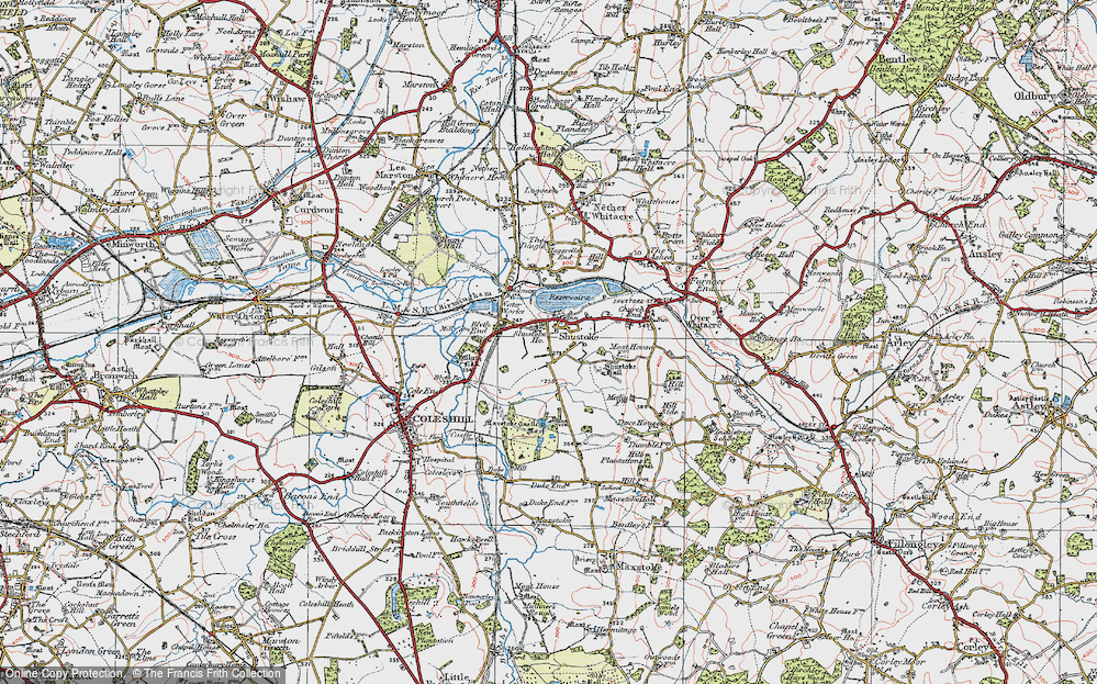 Old Map of Historic Map covering Maxstoke Castle in 1921