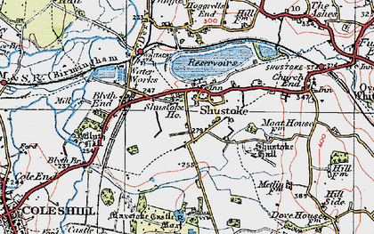 Old map of Shustoke in 1921