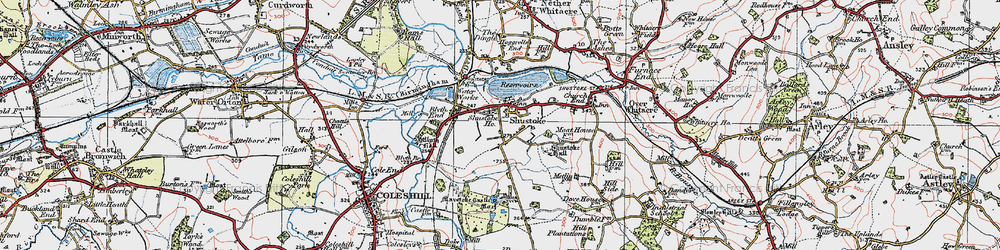 Old map of Shustoke in 1921