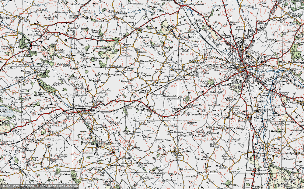Old Map of Shut Heath, 1921 in 1921