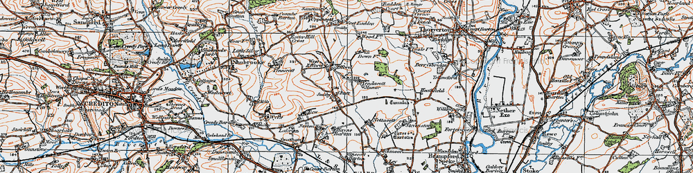 Old map of Shute in 1919