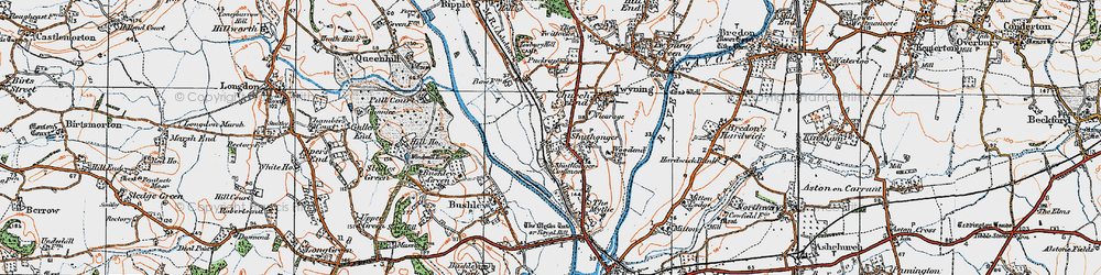 Old map of Shuthonger in 1920