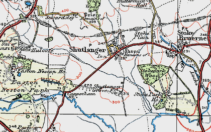 Old map of Shutlanger in 1919
