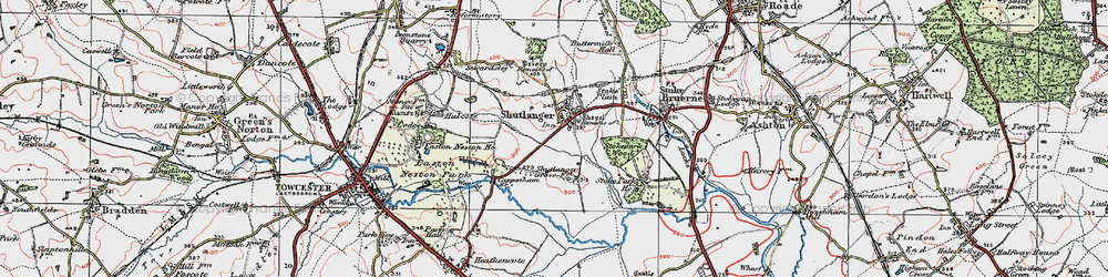 Old map of Shutlanger in 1919