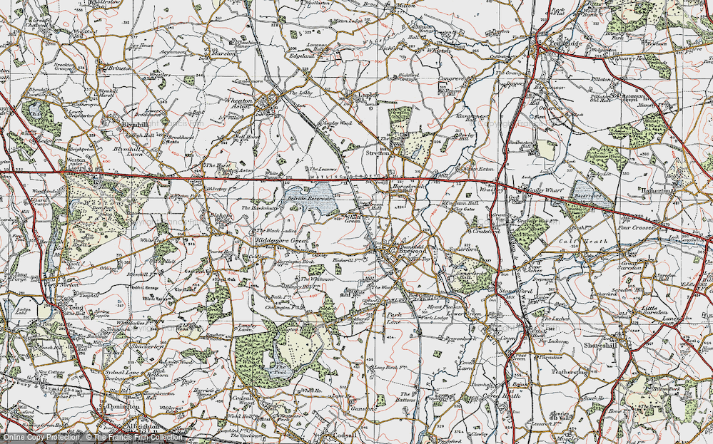 Old Map of Historic Map covering Belvide Reservoir in 1921