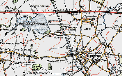 Old map of Belvide Reservoir in 1921